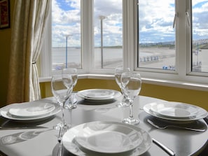 Dining area with wonderful views | Bertys Beach View, Newbiggin-by-the-Sea