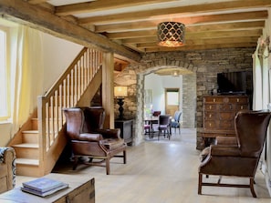 Living area with beamed ceiling | The Old Cider Mill, Erwood, near Brecon