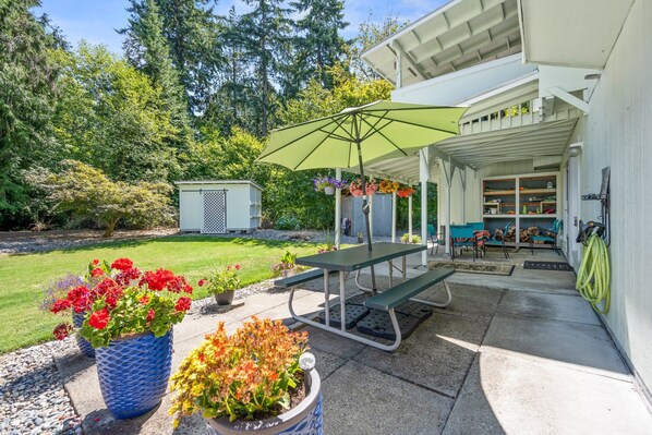 Your own private, fenced backyard with patio.