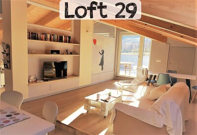 Loft, sunny attic of 85 square meters. with terrace overlooking the mountains