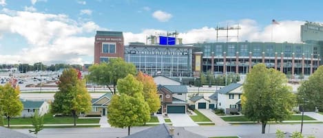 Aerial View from the backyard.   Lambeau is about a 5 minute walk.  