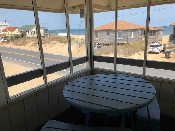 Private Screened Porch with Ocean View