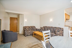 Get toasty and warm next to the electric fireplace.