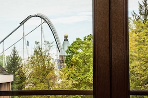 Blick auf die Achterbahn Silverstar im Europa-Park