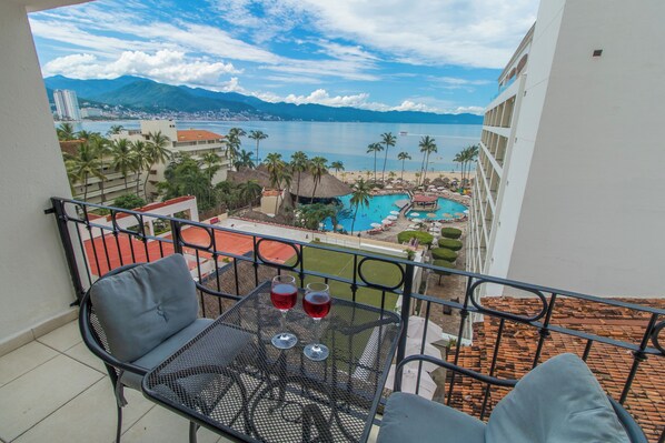 View of the bay, ocean  and pool