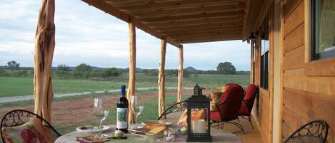 Relax on the covered front porch after a day of shopping or winery tours.