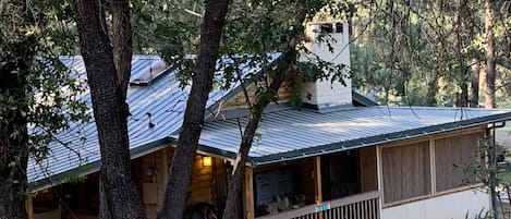 Our Beautiful Cabin in the woods at dusk 