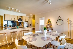 Dining area with open kitchen