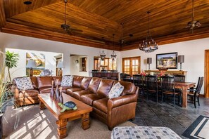 Large living area with comfortable seating when you need a break from the outside fun. 