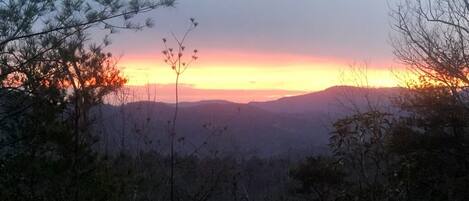 Sunset views of blue ridge parkway from house