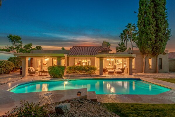 Spectacular, private resort yard with NEW HEATED Pebble-Tec pool!