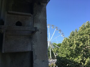 View from front window. The ferris wheel is hardly ever turning.