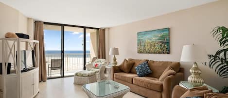 Great beach views from the living room, dining room and kitchen!