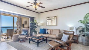 The living room and balcony access.