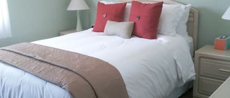 Comfortable with master suite with luxury linens and down alternatives. 