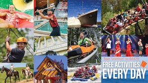 Receive $745 worth of attraction tickets for each day of your stay plus check-out day.   12 attractions as shown here = 15 tickets each day.  Text "comfort" to 94479 to learn more