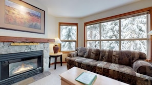 Cozy living room with gas fireplace
