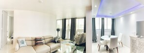 View of living room and dining room 
