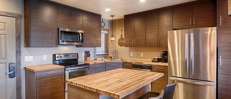 Mountain modern kitchen with custom cabinetry.
