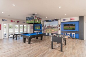 [Game Room] Featuring a pool table, air hockey, foosball, poker, and plenty of TVs!