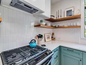 All cooking utensils, pots, and pans are provided.