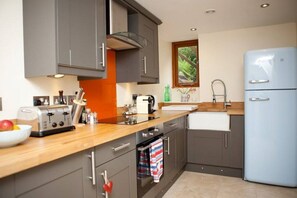 Kitchen with Smeg fridge