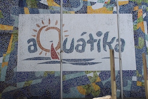 Full wall mosaic at Aquatika's Entrance