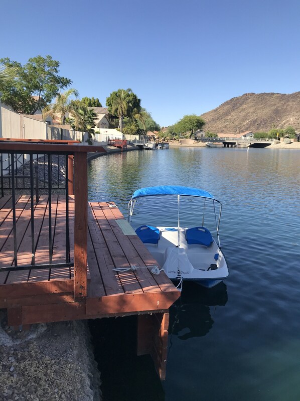 paddle boat for you to use for two adults .  Kayaks, bicycles, more