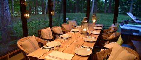 Screened in Dining Room, to relax all night with the fire flies and frog song.