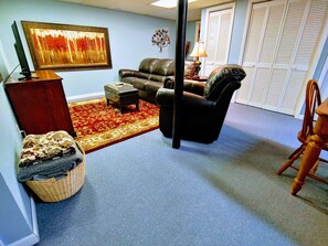 Relax in this comfortable space with TV or your favorite book.