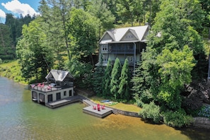 Another Great Drone Photo of The Waterfront and Lake Side View of the Property.