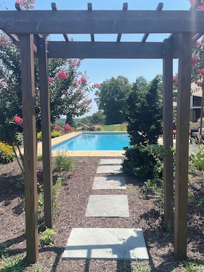 Pool entrance. Salt water pool