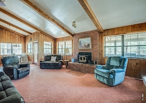 Great room with wood stove