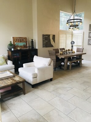 Front room and dining area