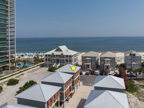 Super close to the beach.  Pool is beachside!   ENJOY!