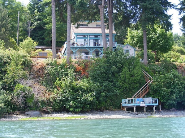 View of home from the private beach, grab a kayak and explore Hood Canal!