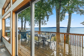 Photo from our upper deck of Dosewallips & Mt Walker, patio set & propane bbq.