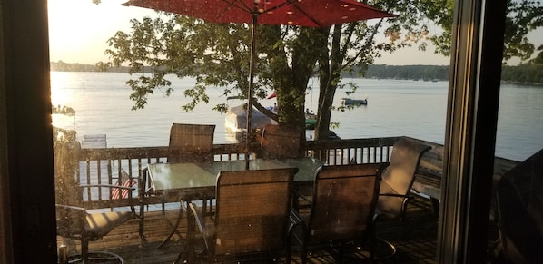 View from dining room out to deck. 