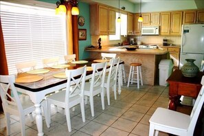 Family Seating for up to 10 at Wonderful Custom Table + 4 at Breakfast Bar