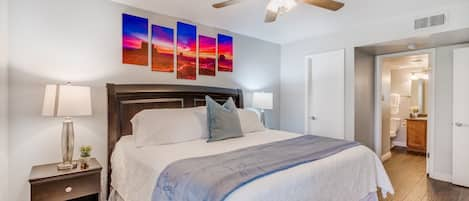 Master bedroom with private bath/shower combo.