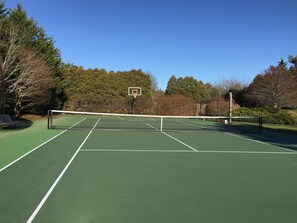 Sport Court with Tennis and Basketball
(Pickleball set up available too). 