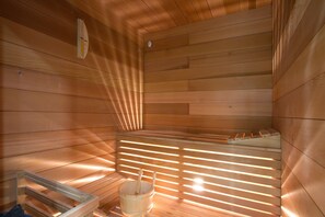 Warm up in the sauna.