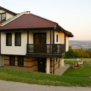 Front of the house and views beyond, lovely place to sit for stunning sunsets