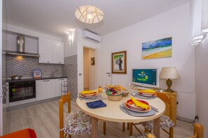 View of the kitchen and dining area