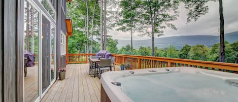 hot tub with incredible views...this is why we come to VT!