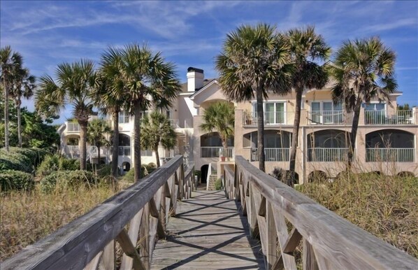 North Beach Villas from beach access. The Juk villa occupies the upper left.