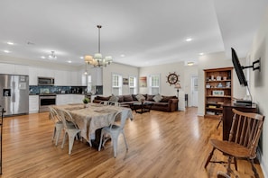 Open layout living and dining room