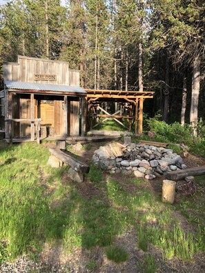 firepit and decorative out building