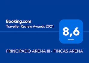 Booking.com Award 2021 - Principado Arena III - Fincas Arena