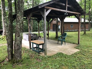 Covered Patio with Fire Pit in Backyard of 13,000 Acres of State Land